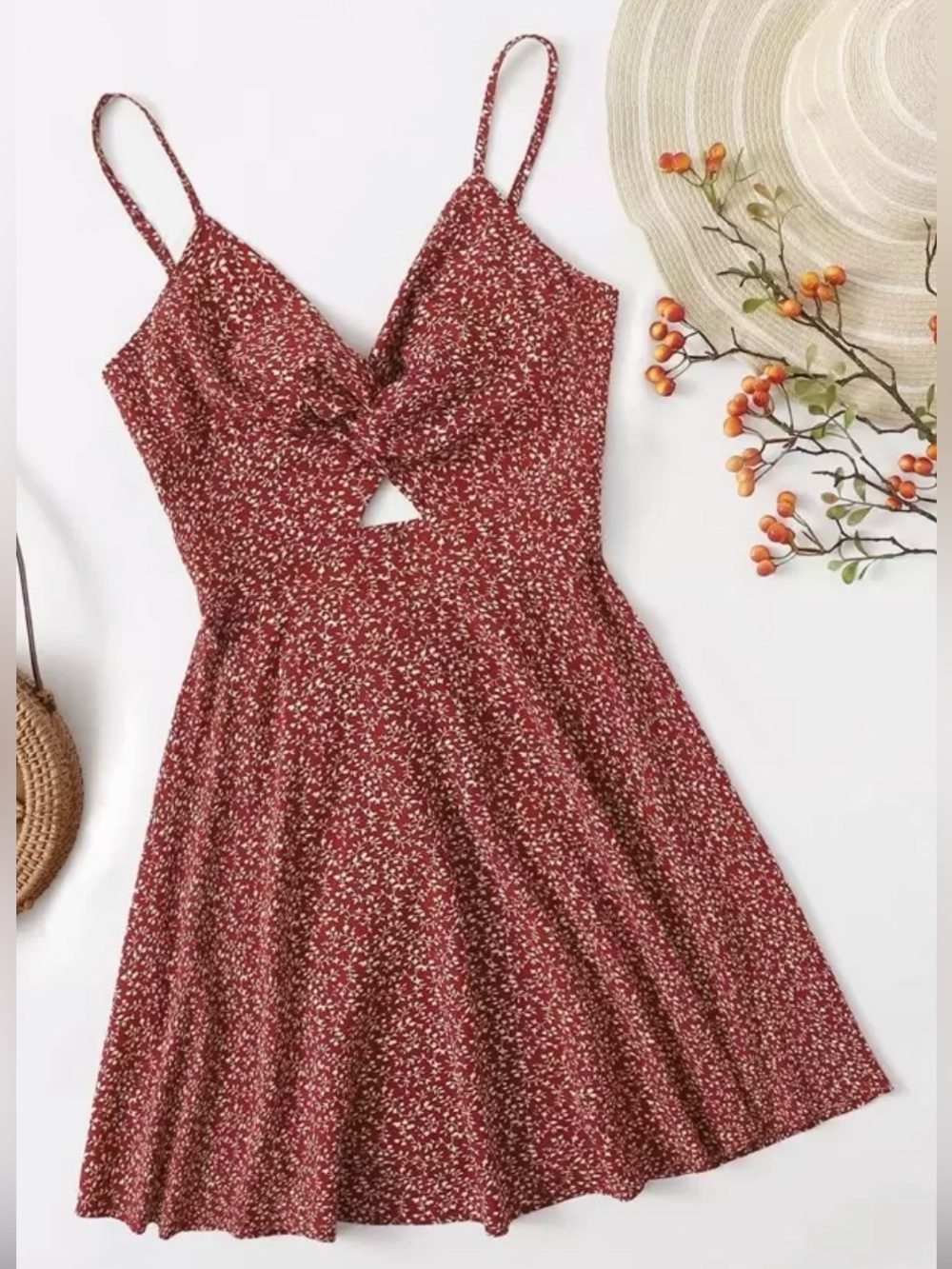 NWOT Shein Red Floral Sundress